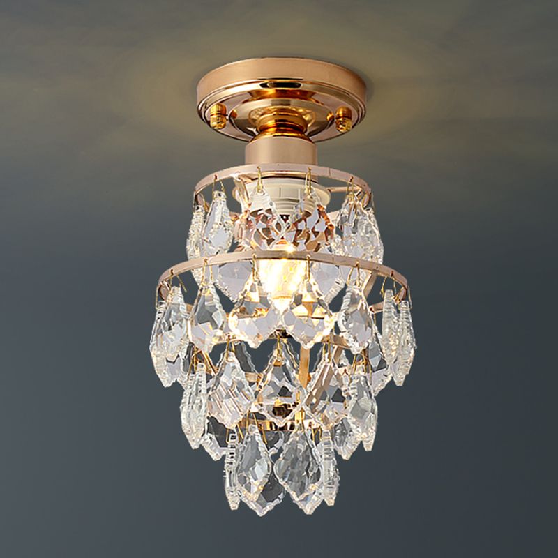Modern Simple Crystal Ceiling Light Cylinder Shape Ceiling Lamp for Bedroom