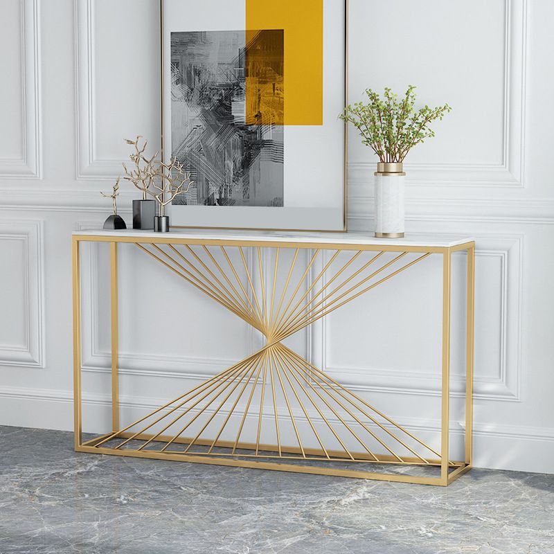 Stone Glam Accent Table 1-shelf 31.5" Tall Console Table for Hall