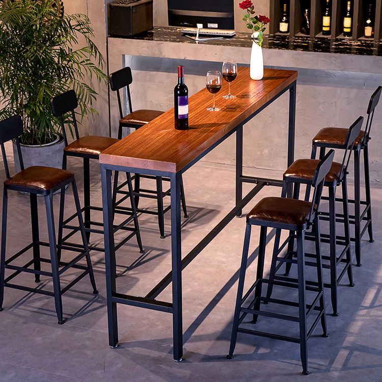 Industrial Bar Table Set 1/4/7/9 Pieces Solid Wood Pub Table Set for Indoor