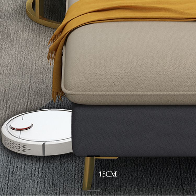 Contemporary Recessed Arm Sofa with Pillows Back and Golden Legs