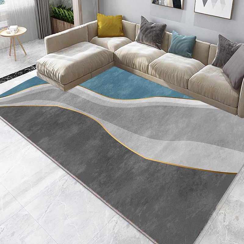Minimalist Indoor Rug Modern Geometry Pattern Rug Polyester Stain Resistant Area Rug for Living Room