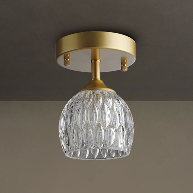 Contemporary Ceiling Lamp Minimalist Glass Shade Flush Mount Light Fixture