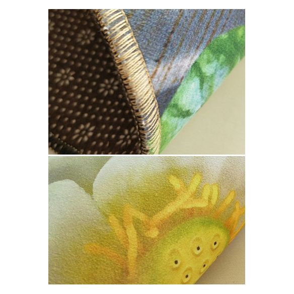 Round Green Tone Tropical Indoor Rug Polyester Leaves Print Rug Stain Resistant Indoor Rug for Living Room