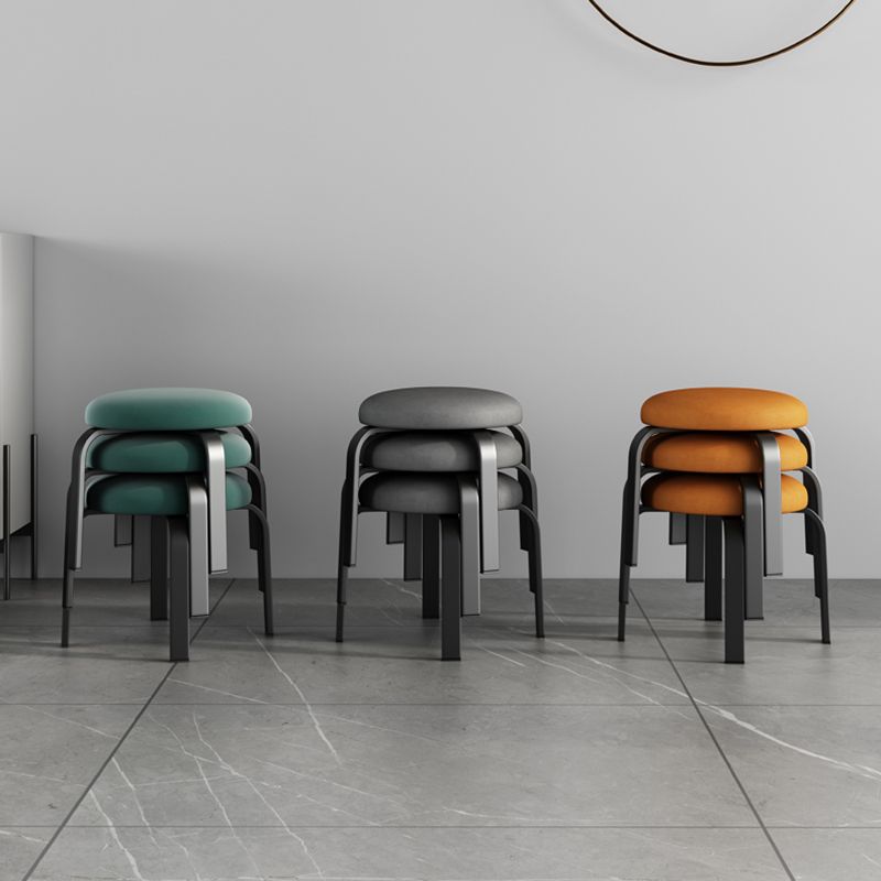 Footstool Ottoman Tear Resistant Solid Glam Cotton Blend Round Ottoman