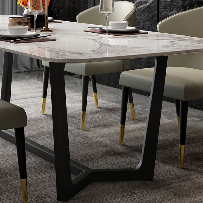 Modern Style Rectangle Sintered Stone Table Set 1/4/5/7 Pieces Dining Set