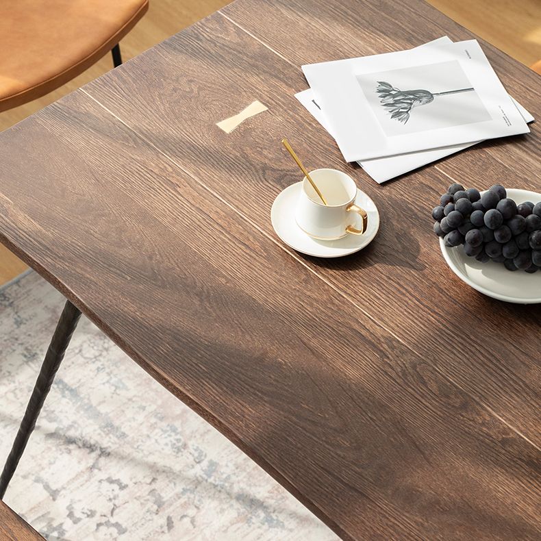 Glam Style Oak Wood Dining Table 4 Legs Table for Living Room