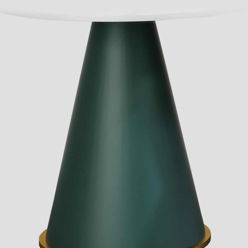 22" Tall Round Slate Top End Table Modern Metal Pedestal Table