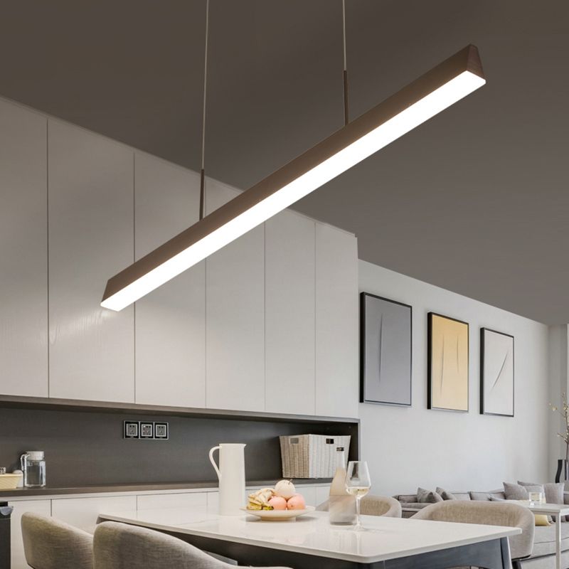 Modern Linear Shape Pendant Lighting Fixture Metal 1 Light Island Pendant Light