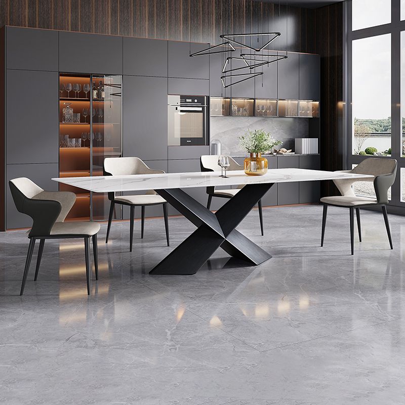 Contemporary Style Sintered Stone Dining Rectangle Table Set 1/4/5/7 Pieces Dining Set