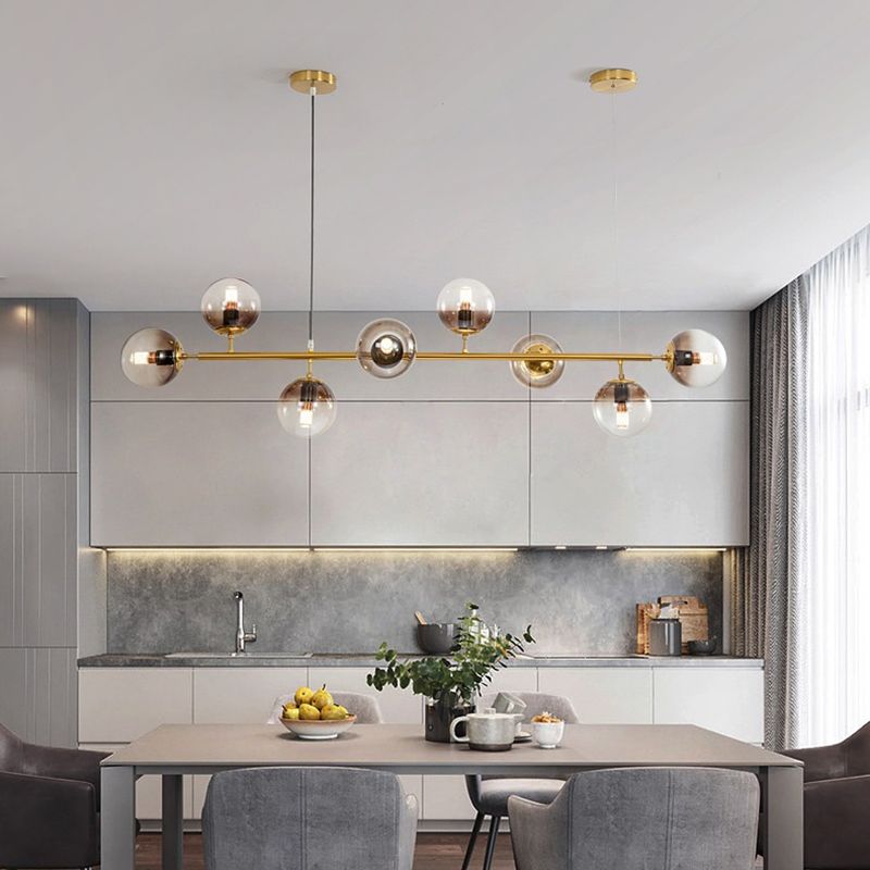 Glass Globe Island Chandelier Light Contemporary Style Chandelier Lighting Fixture