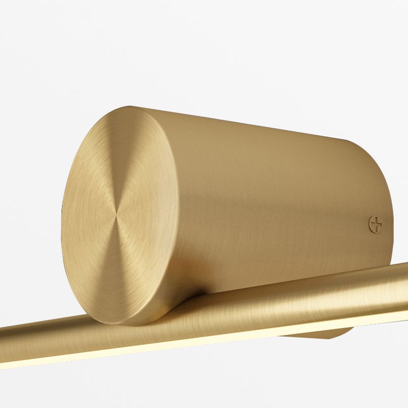 1-Light Linear Shade Wall Sconce Post-Modern Style Mirror Wall Lighting in Brass