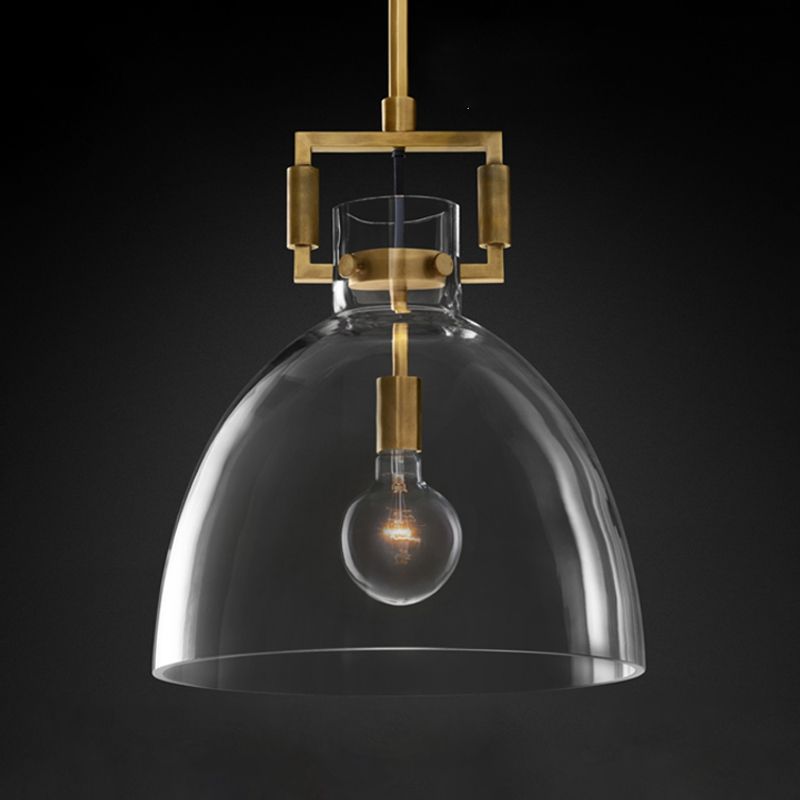 Stile industriale sospeso a sospensione vetro trasparente 1 testa a testa leggera per il ristorante Cafe