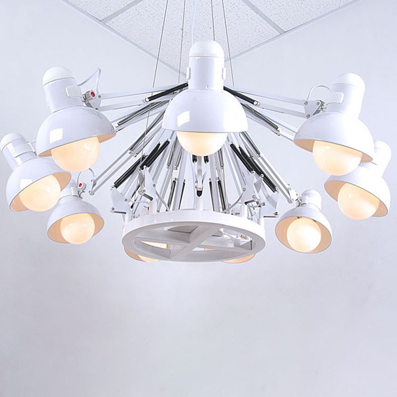 Adjustable Spider Chandelier Postmodern Metal Living Room Hanging Light with Bowl Shade