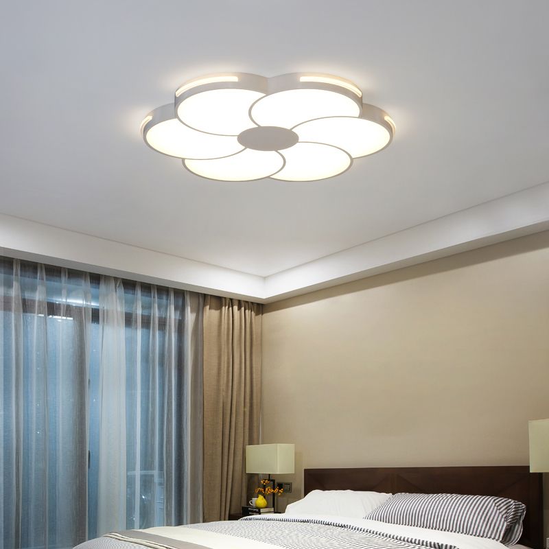 White Flower Ceiling Light Fixture Modernism LED Flush Mount for Bedroom