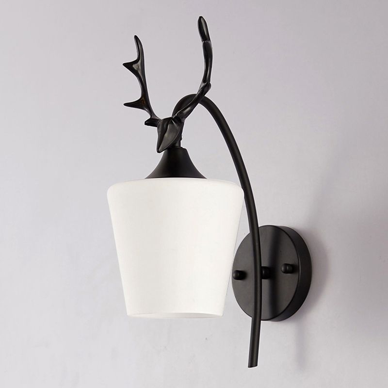 Modernist Wall Sconce Antler Wall Light Fixture with Glass for Bedroom
