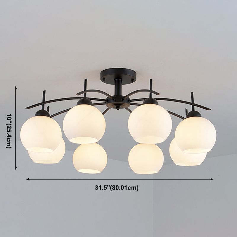 Moderne semi-inbouwlamp, eenvoudige plafondlamp met glazen kap voor salon