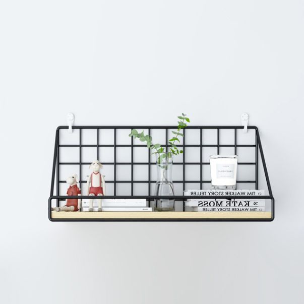 Home Floating Bookcase Modern Metal Bookshelf With Rectangular Shelves