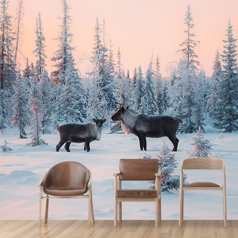 Contemporary Style Wild Animal Mural Mildew Resistant for Bedroom