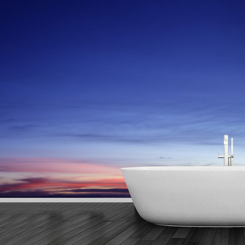 Modern Sunset Glow Wall Mural Indoor Personalized Wall Art in Blue, Waterproofing