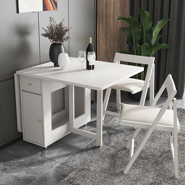 3/5/7 Pieces Modern White Wooden Rectangle Folding Dining Set for Home
