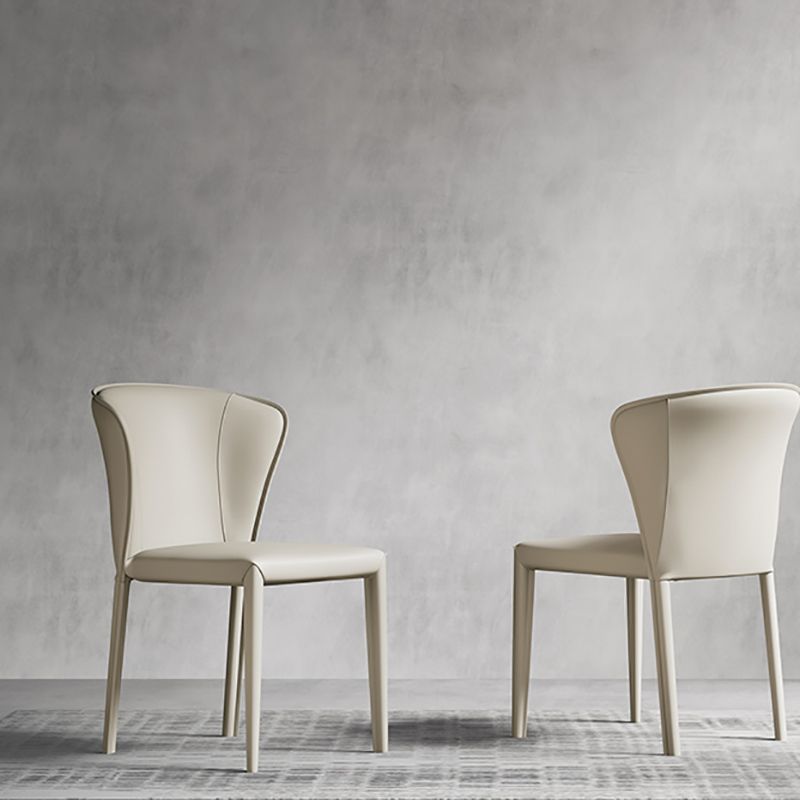 Matte Finish Wingback Side Chair for Home Contemporary Faux Leather Dining Chair