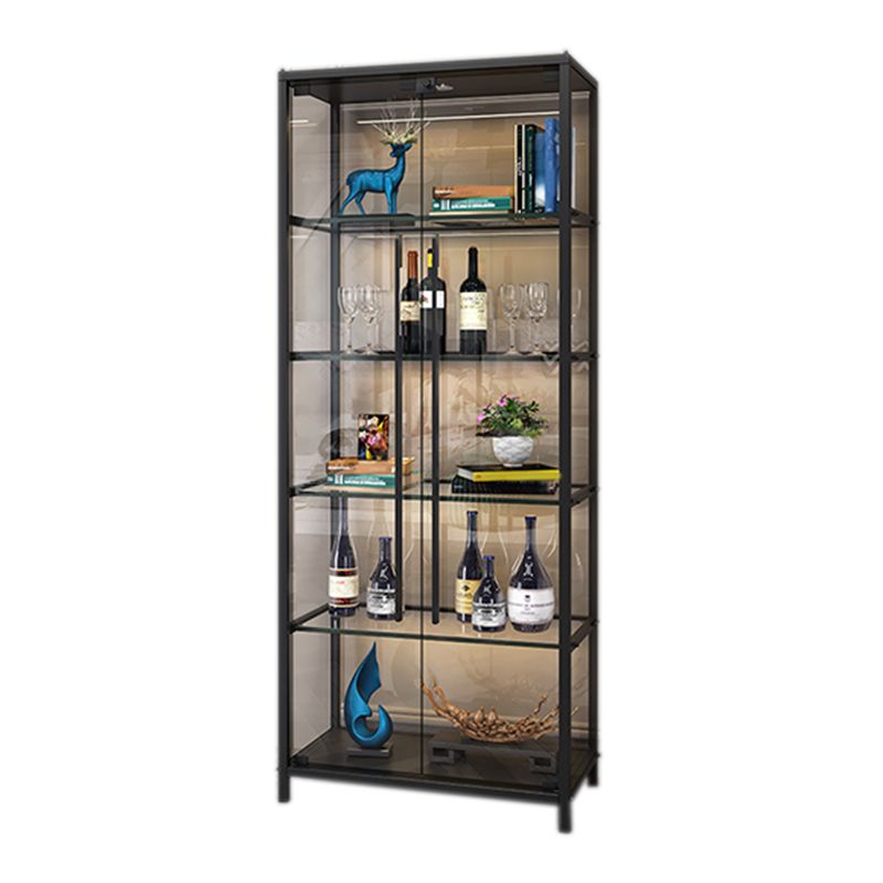 Glam Curio Cabinet Glass Doors Display Cabinet with Door for Living Room
