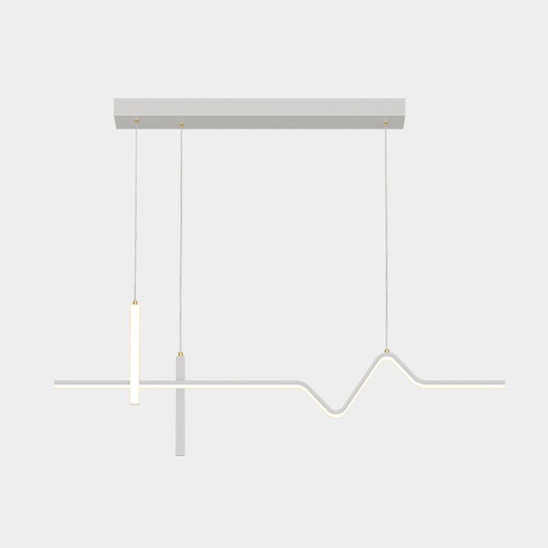 Linear Modern 3 - Light Ceiling Pendant Fixture in Matte LED White Kitchen Island Fixture