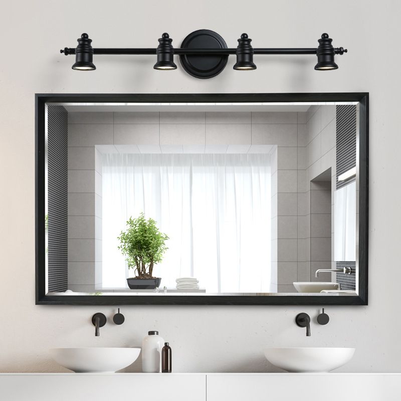 Fissili di illuminazione a forma di vanità a forma multi -luci Luce da bagno in metallo nella finitura nera