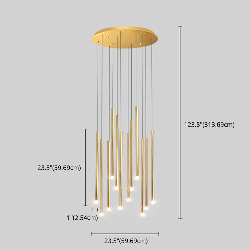 Metal Stick Shaped LED Pendant Simplicity Suspension Light Fixture for Spiral Stairs