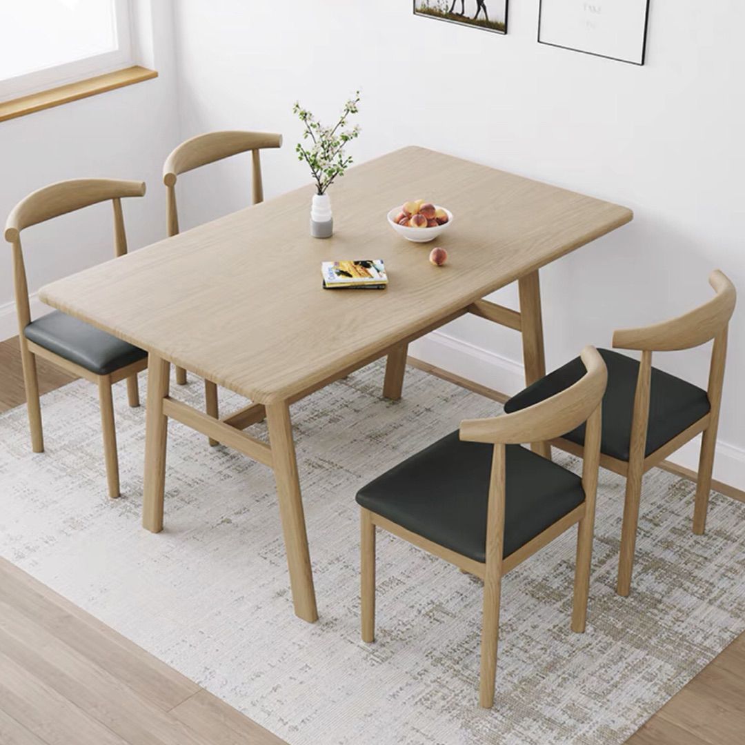 Modern Wood Top Rectangle Shape Dining Furniture 4 Wood Legs Table for Dining Room Furniture