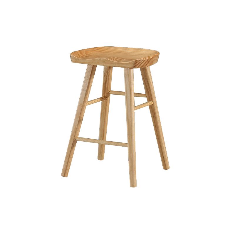 Solid Wood Dining Stool Contemporary Backless Bar Stool with Footrest