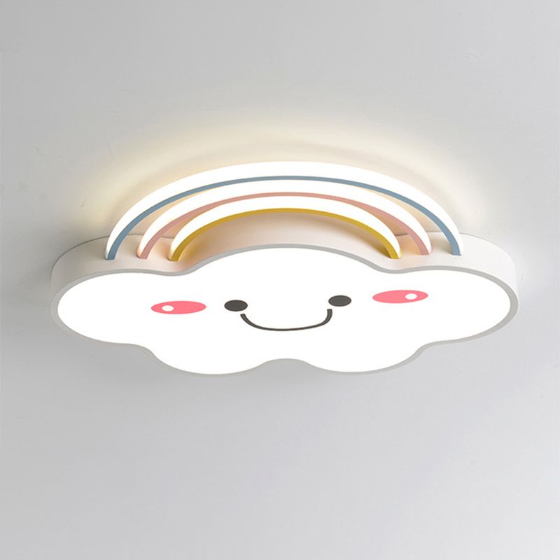 Cloud Pattern Flush Mount Light Acrylic Three color Light Fixture for Kid's Room