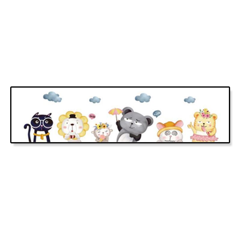 Dessin d'animaux sur toile, couleur Pastel, décoration murale de dessin animé pour chambre d'enfant