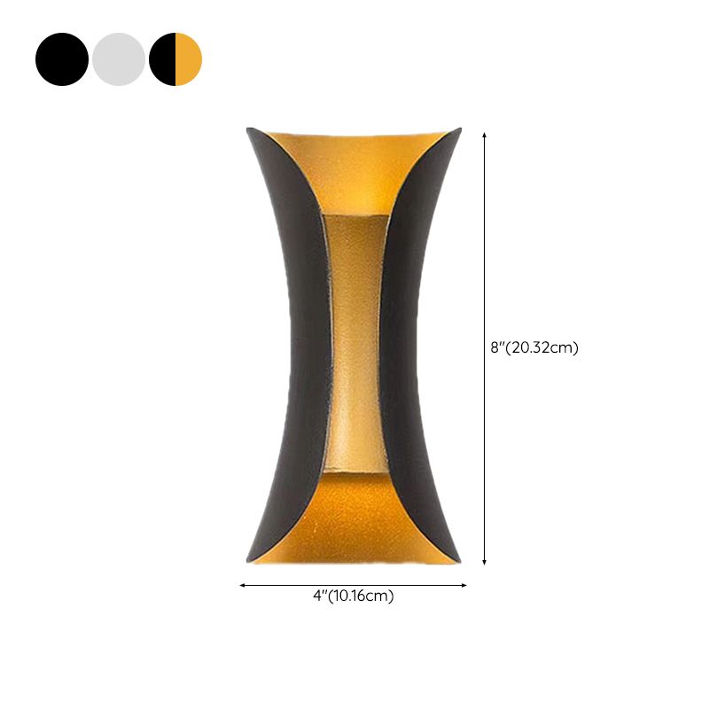 Curl Shape Wall Light Modern Style Metal 1 Light Wall Lamp in Black/White