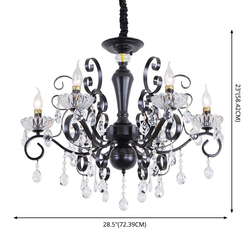 Crystal 6 Lights Hanging Ceiling Lights Raindrop European Suspended Lighting Fixture for Living Room