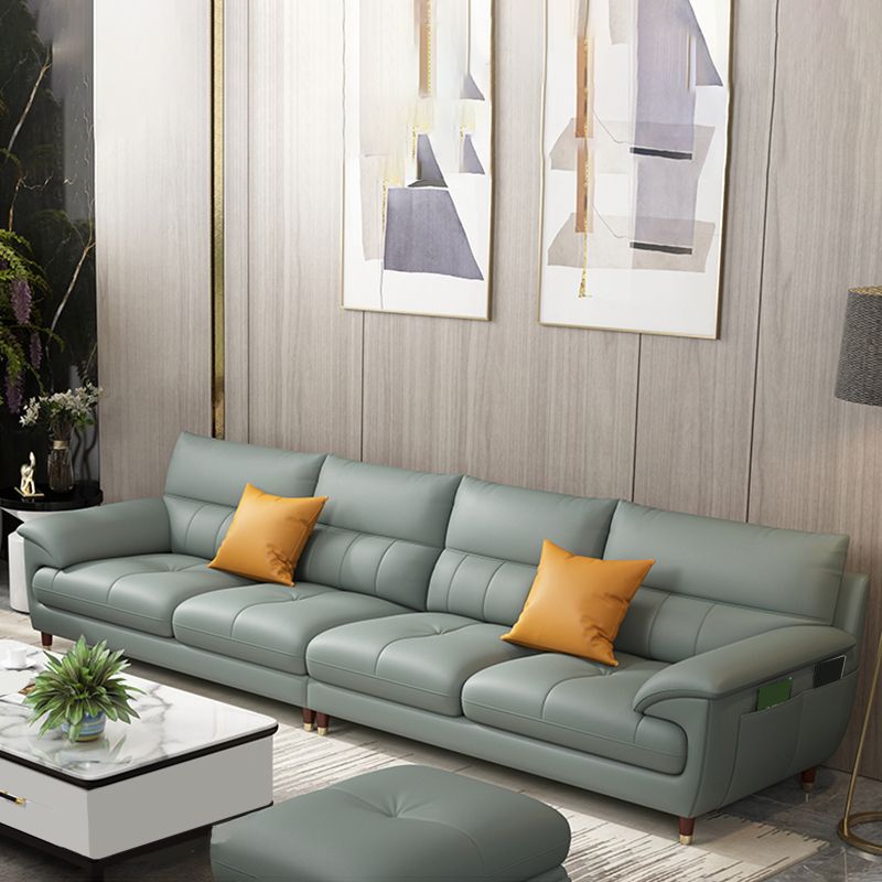 Contemporary Genuine Leather Stain-Resistant Sectional Couch with Storage