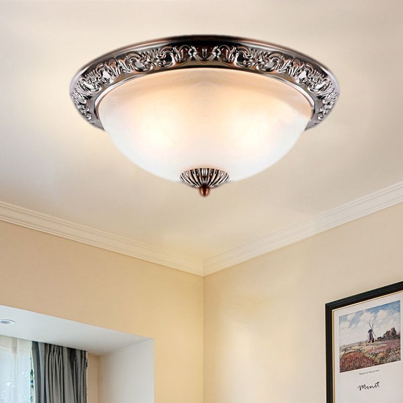 Frosted Glass Bronze/Copper Flushmount Lighting Cone 2 Bulbs 11"/13"/15" W Vintage Close to Ceiling Lamp