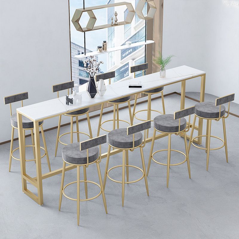 Contemporary Style Upholstered Counter Stool Bar-height Bar Stool with Metal Legs