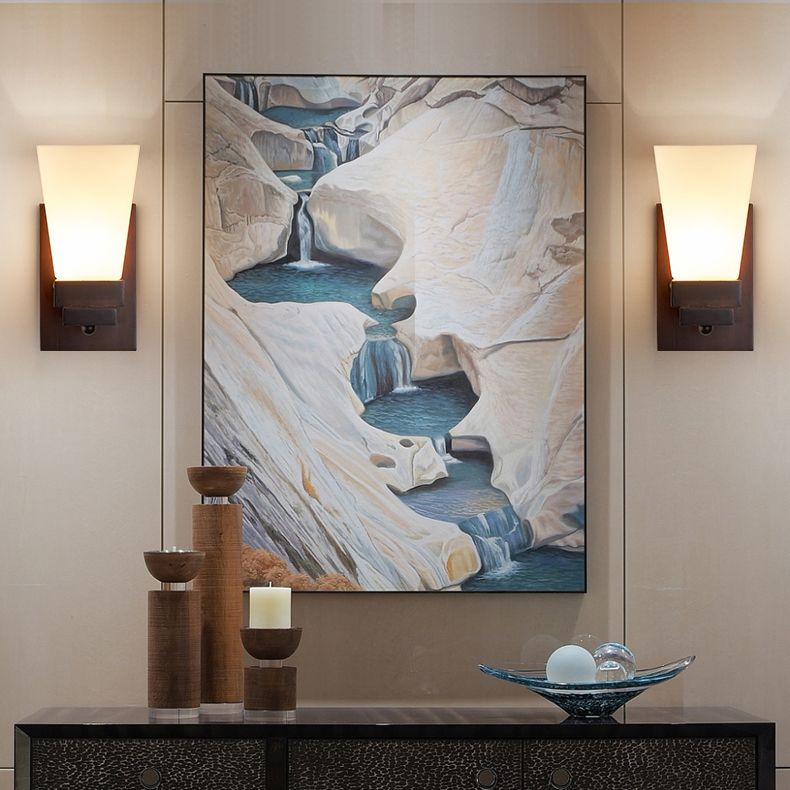 Sala de estar de madera apliques contemporáneos 1 cabeza de vidrio de vidrio luz montada en la pared