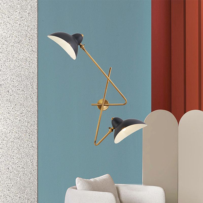 Metalen eendbill wandscheeftje Lamp Modernism Style 2 Lichten Wandlamp in het zwart voor woonkamer