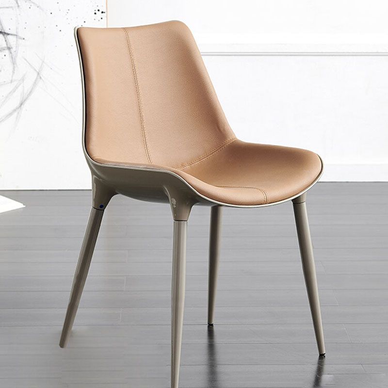 Silla de comedor de metal de estilo moderno, sillas auxiliares sin brazos para cocina (juego de 2)