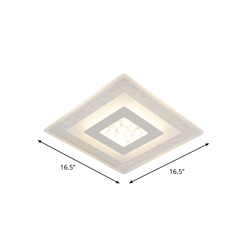 Dunste ronde/vierkante/rechthoekige plafondlamp Minimalistisch acryl Slaapkamer Kleine/grote LED-inbouwlamp met kiezelpatroon in wit
