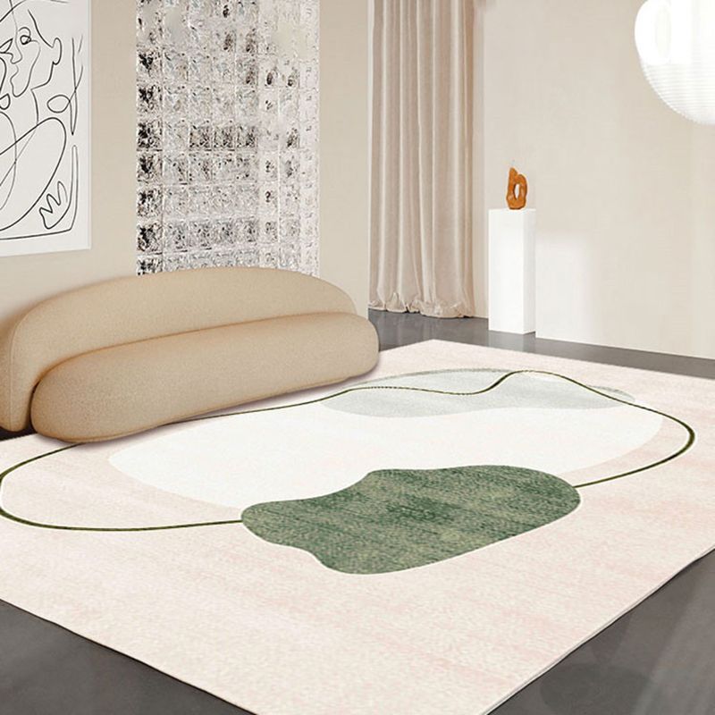 Beige Abstract Print Carpet Polyester Modern Area Rug Non-Slip Rug for Living Room