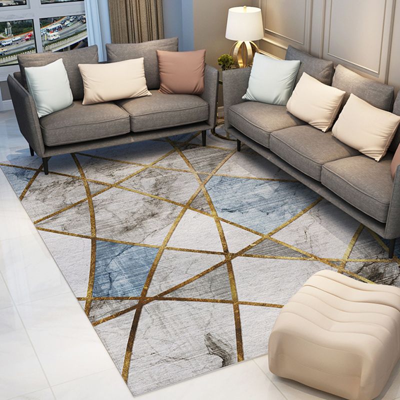 Simplicity Geometric Pattern Rug Classic Carpet Polyester Non-Slip Area Carpet for Home Decor