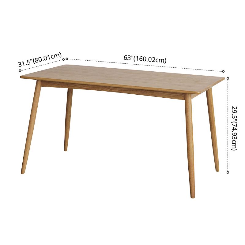 Contemporary Fixed Solid Wood Dining Table with 4 Solid Wood Legs Base Kitchen Dining Set