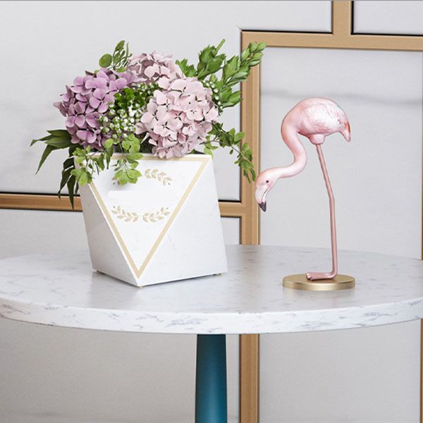 Contemporary Style Round Side End Table Metal Pedestal Sofa Side Accent Table