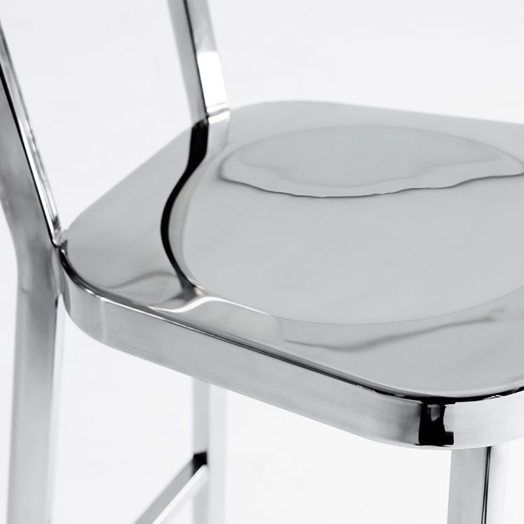 Contemporary 43" Height Metal Backrest Counter Stool in Silver