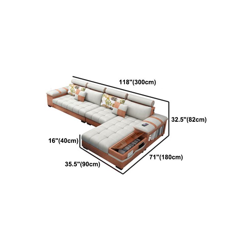 Contemporary Cotton Blend and Faux Leather Furniture Sectionals