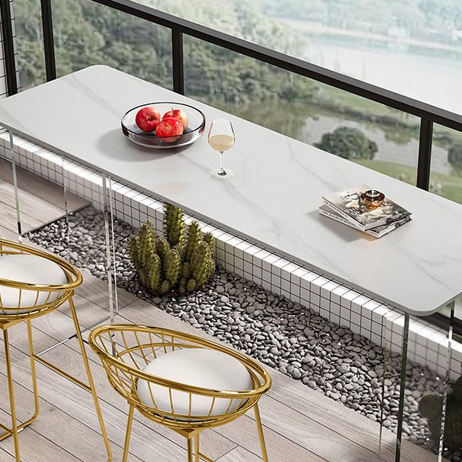 Rectangle Bar Table Set 1/2/3 Pcs Stone Bar Table and Metal Stools