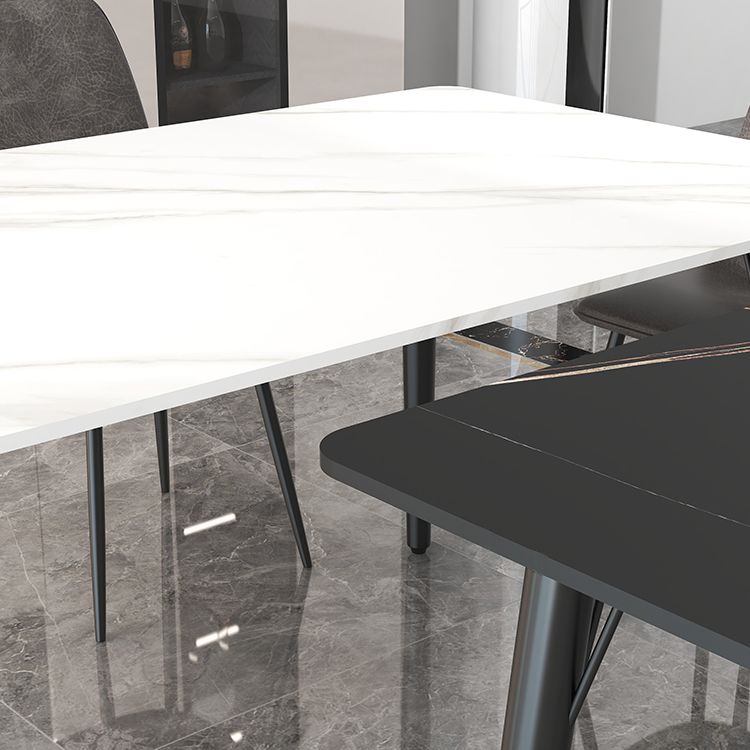 Modern Style Dining Table Rectangle Sintered Stone 4 Legs Dining Table for Kitchen